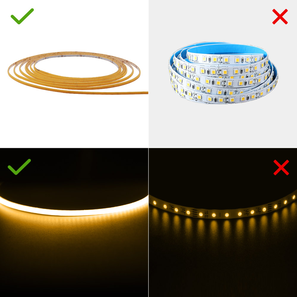 Tira de luces LED COB ultradelgada de 3V, 5V, 2,7mm, alimentada por batería, mini figura DIY, 480LED/m, cinta de luz Flexible, rojo, blanco cálido, regulable
