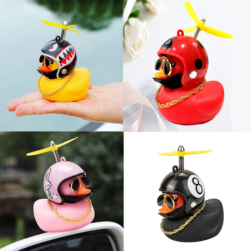 Bicycle Small Yellow Duck Propeller Helmet Standing Duck Broken Wind Ducky Decoration Bike Motorcycle Cycling Bicycle Ornaments