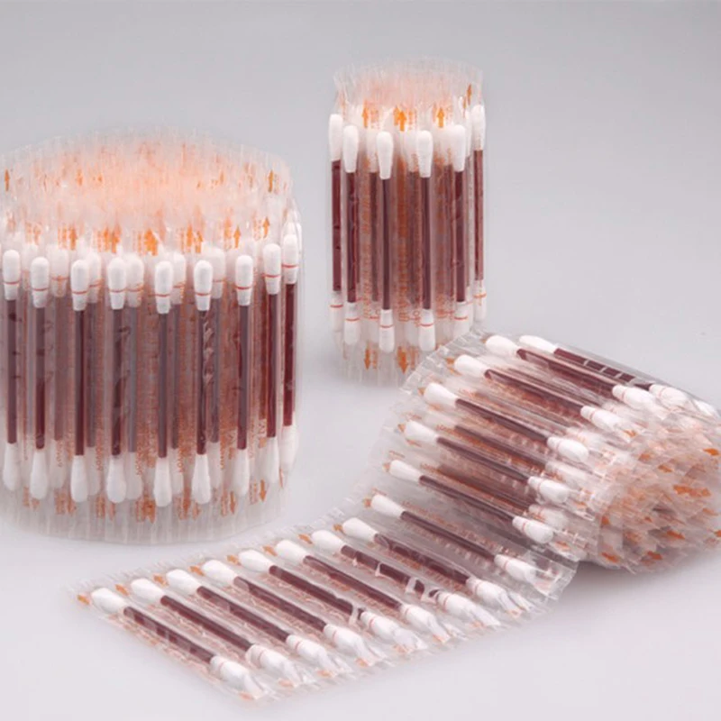 10 ชิ้นทิ้งไอโอดีนทางการแพทย์ผ้าฝ้าย Swab บ้านฆ่าเชื้อฉุกเฉิน Double Head Buds เคล็ดลับจมูกหูทําความสะอาด