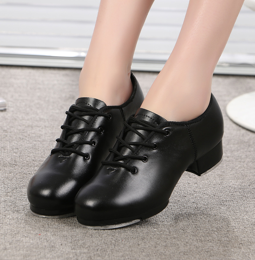 Zapatos de baile deportivos para niños y adultos, zapatos de baile de claqué, suela suave, zapatos de cuero Natural, zapatillas de deporte, zapatos de baile