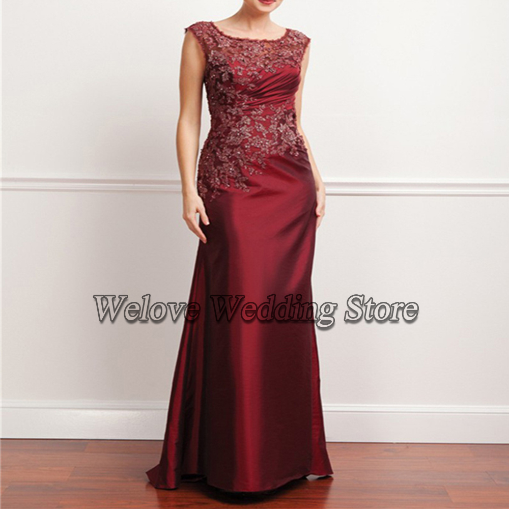 Kleider für die Brautmutter für Hochzeiten, elegante Gästeparty, bodenlang, formelles Kleid, U-Ausschnitt, Applikation, Robe De Mariee Plus