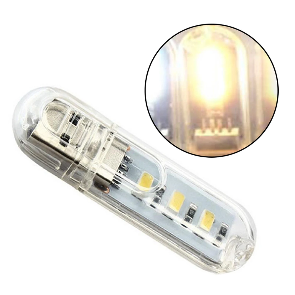 USB ไฟ LED หนังสือ 3LEDs หลอดไฟ 5V Power Input สีขาว 5000K Warm White 3000K USB Night light