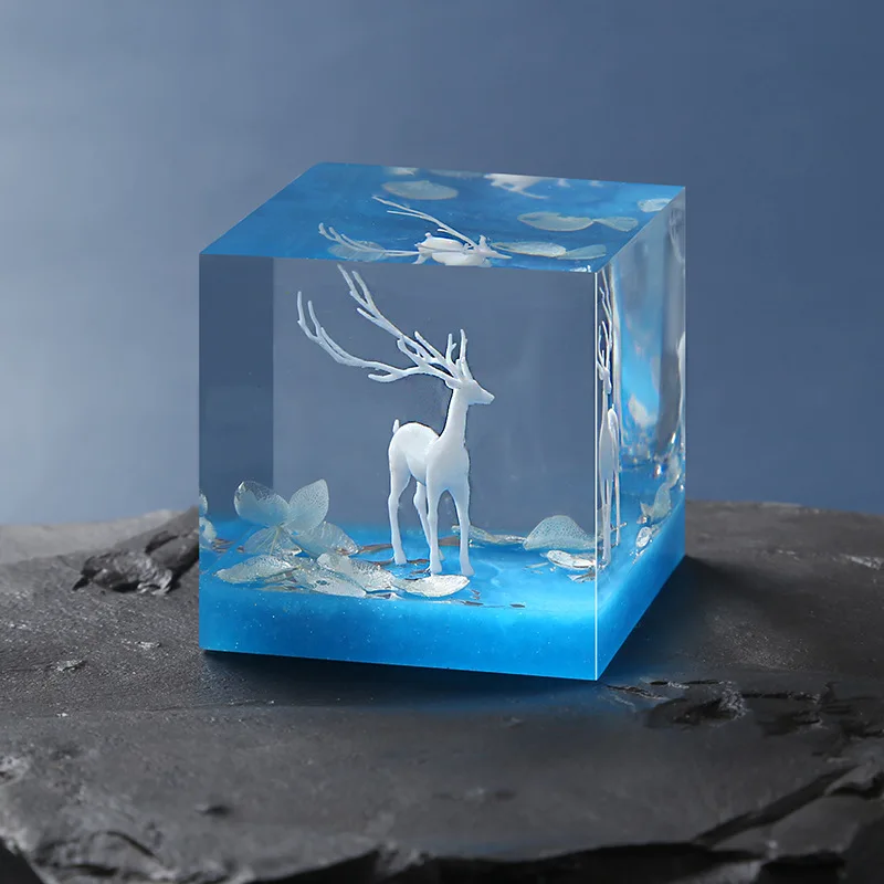 Accesorios de micropaisaje de bosque tridimensional 3D, pegamento epoxi de cristal, relleno artesanal, decoración, modelo de ciervo de hada alce, 3 uds.