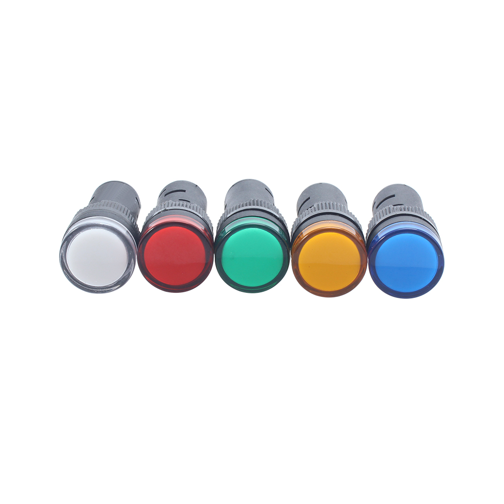 10 teile/los Kunststoff Panel Mount Signal Power LED Anzeige Lampe Durchmesser 16mm LED Signal Licht 24V12V220V Rot Grün gelb Blau