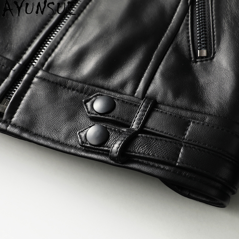 Ayunsue本物のシープスキンのコート女性オートバイの革のジャケット女性90% ホワイトダックダウンコート服2021ファムveste