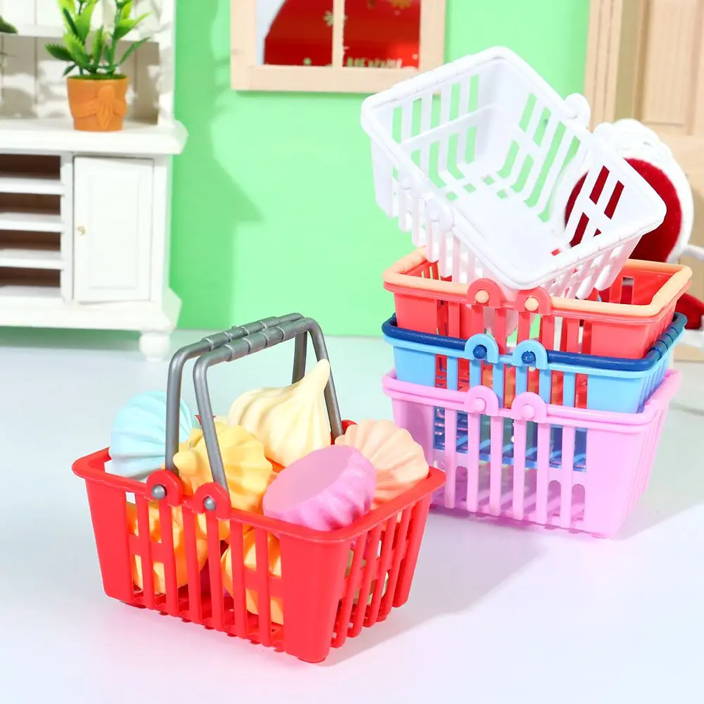 Mini cesta de compras para casa de boneca cesta de alimentos supermercado brinquedo de compras em miniatura móveis modelo adereços boneca acessórios