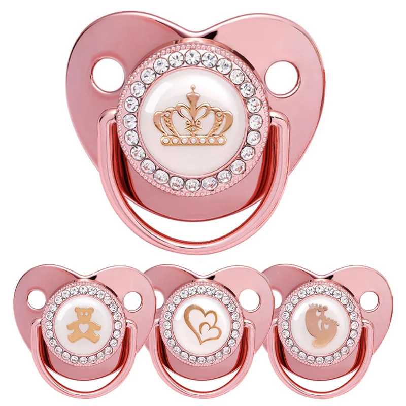 Chupete para bebé, mordedor ostentoso de oro rosa, sin BPA, chupete de silicona para recién nacido, chupete para pezones, regalos para Baby Shower, novedad de 2023