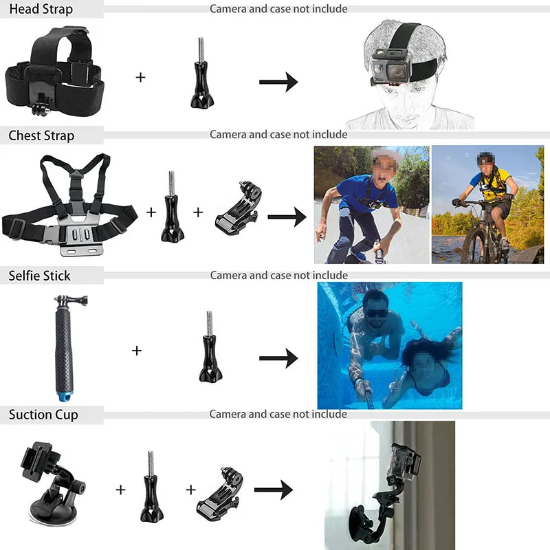 Zubehör-Set für Gopro Hero 12 11 10 9, schwarze Tragetasche, wasserdichtes Gehäuse, Stativ-Set für Go Pro Hero 12 Hero 11 10 9