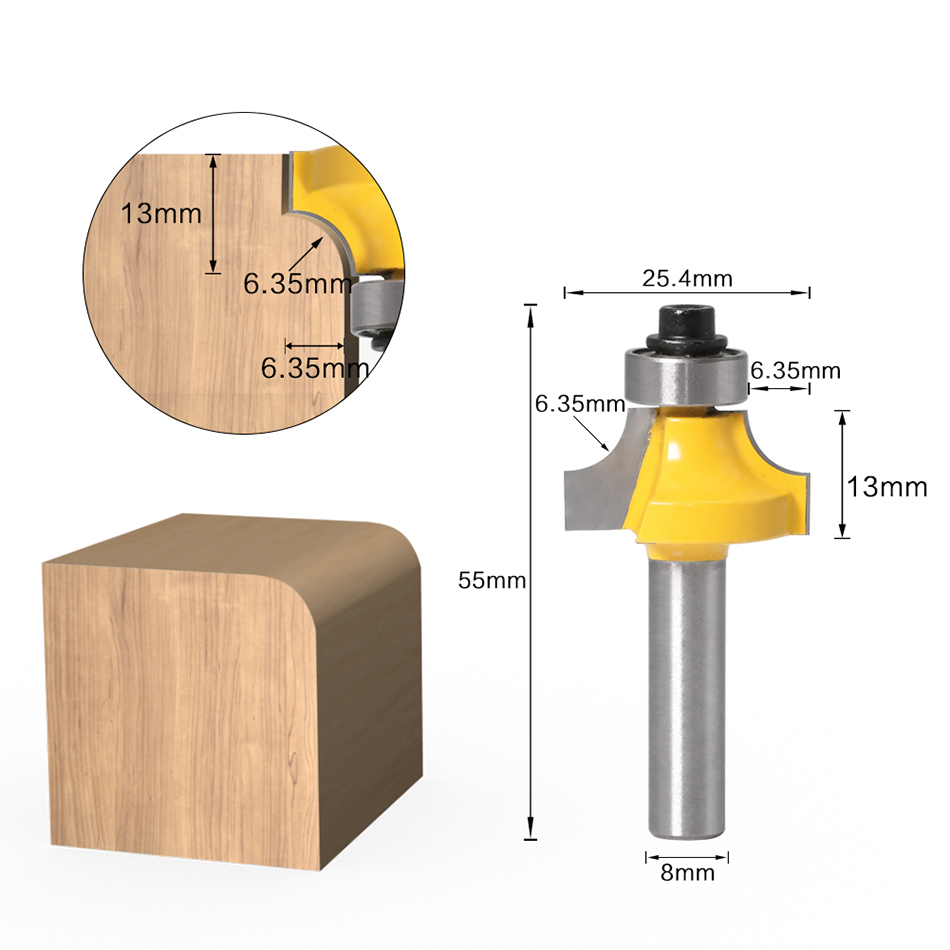 8Mm Góc Tròn Trên Router Chút Với Mang Dao Phay Gỗ Dụng Cụ Làm Rau Cau Hợp Kim Vonfram