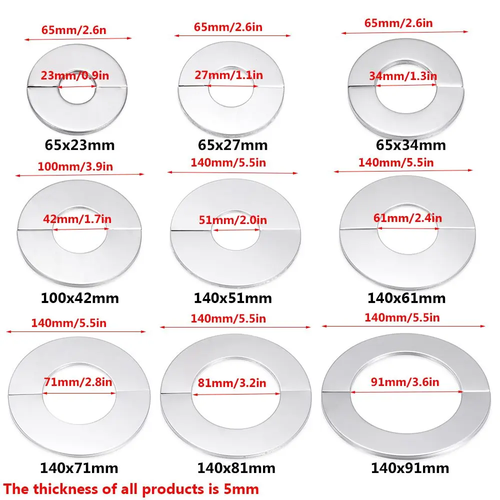 1PC กาวก๊อกน้ำสแตนเลสตกแต่งฝักบัวอาบน้ำ Chrome Finish ผนังครอบคลุมอุปกรณ์ห้องน้ำ