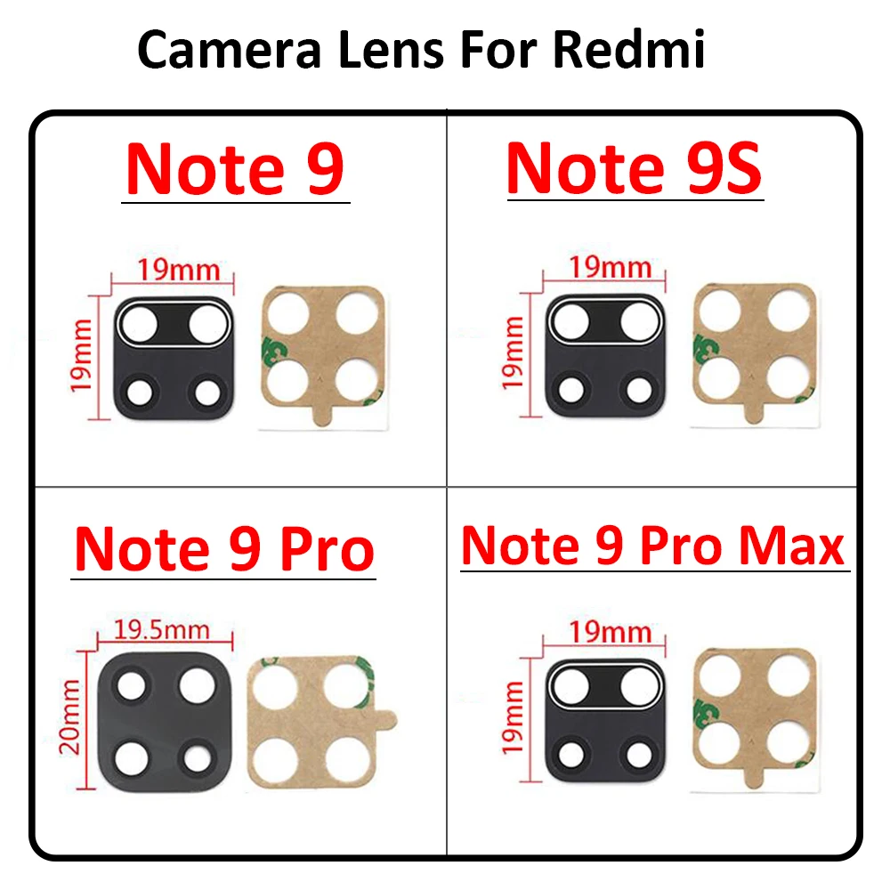 NEW For Xiaomi Redmi 13C 4G Note 9 Pro Max 9S 8 7 11 10 12 Pro Plus 5G 10T 10S Rear Camera Lens Glass Back Camera Lens With Glue