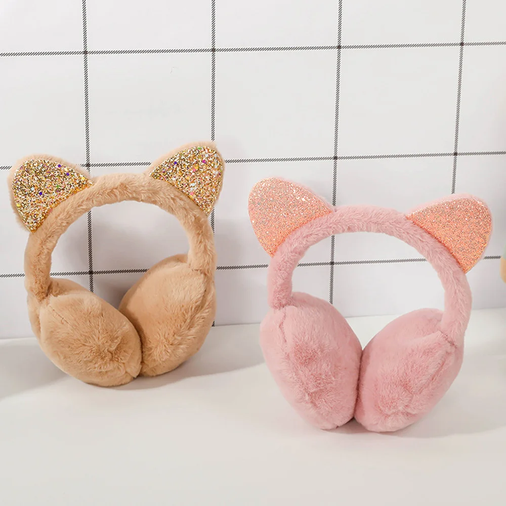 Mèo Thời Trang Bịt Tai Bịt Tai Sáng Bóng Đầm Mềm Earflaps Dây Đội Đầu Dành Cho Trẻ Em Bé Trai Bé Gái Unisex Vintage Tai-Bộ Đội Mùa Đông ngoài Trời