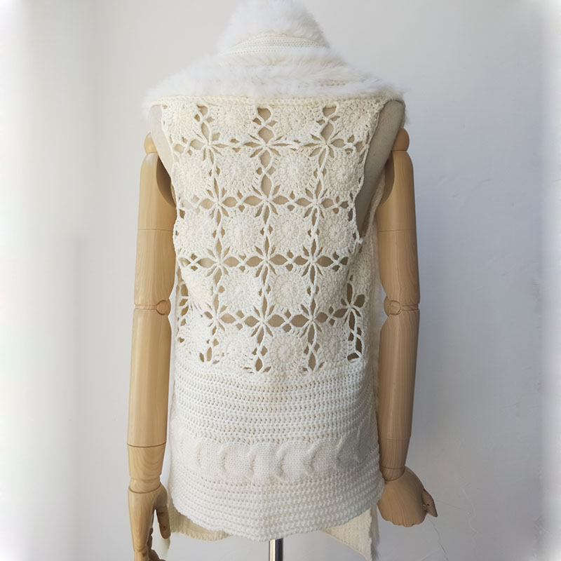 2019 automne tricoté réel Gilet de fourrure de lapin femme décontracté automne femmes véritable Gilet de fourrure Stock vendre comme prix pas cher