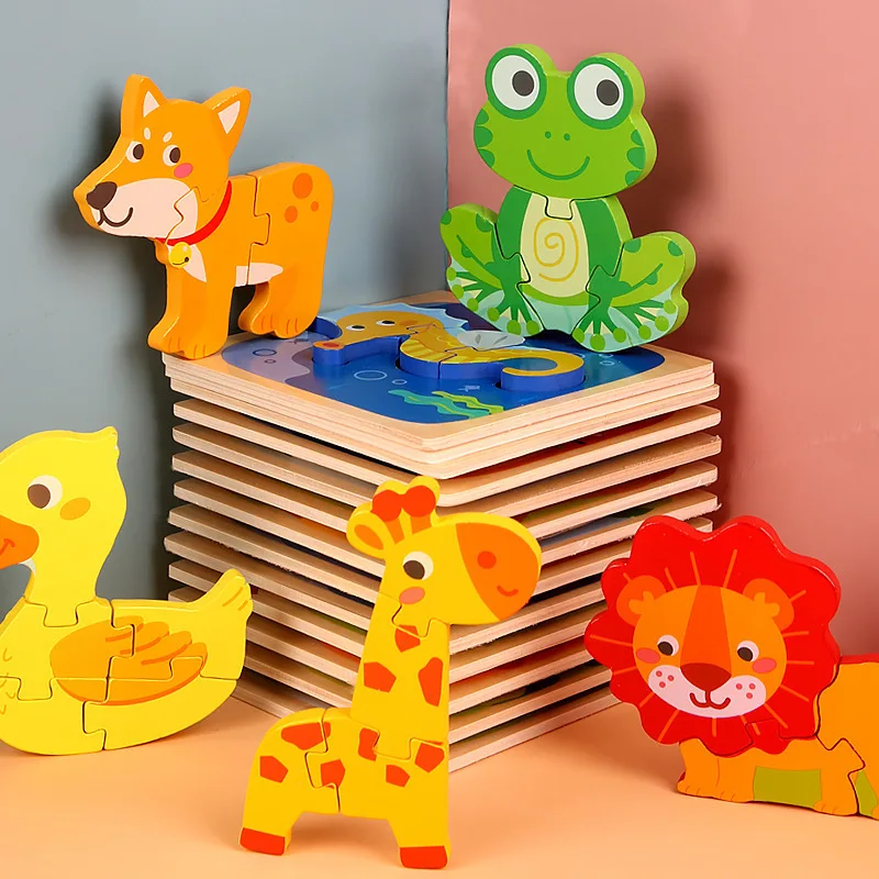 15*15Cm Trẻ Em Montessori Đồ Chơi 3D Đồ Chơi Xếp Hình Bằng Gỗ Cho Bé Hoạt Hình Hình/Giao Thông Ghép Đồ Chơi Dành Cho Trẻ Em đầu Học Tập