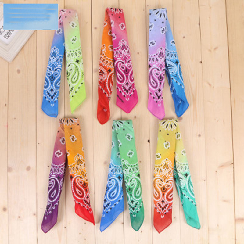 カラフルなハンカチペイズリーバンダナ,色あせた綿の四角いスカーフ55cm x 55cm,1個