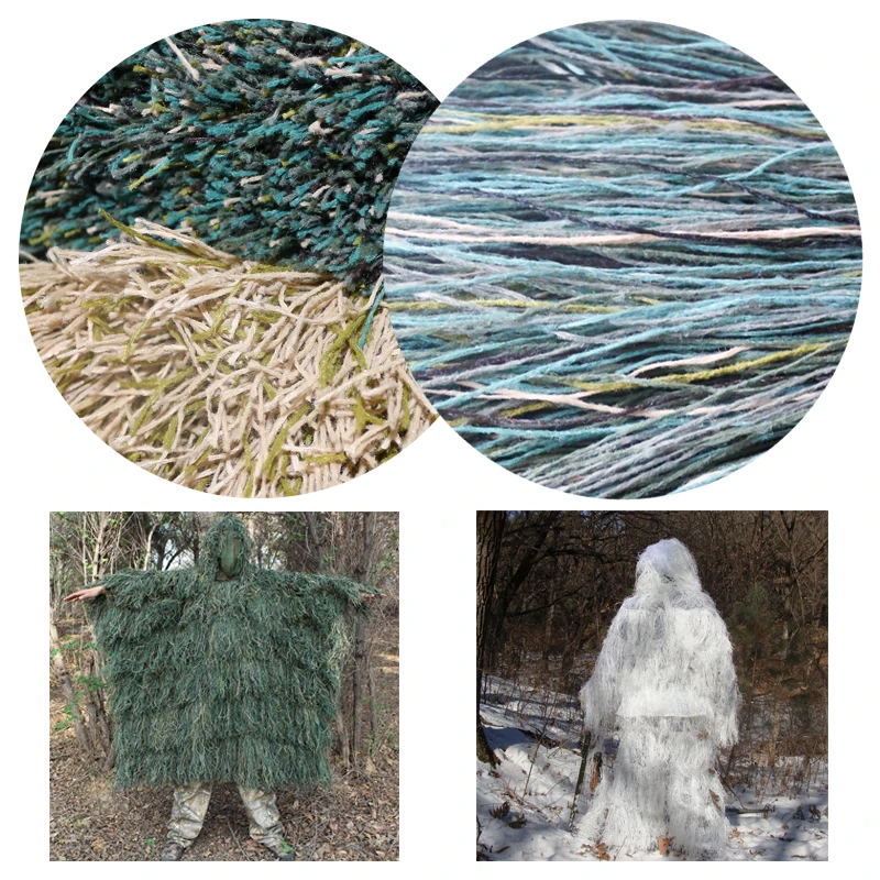 Hilo de camuflaje DIY traje de camuflaje de caza hilo especial traje Ghillie accesorios de reparación hilo sintético del bosque del desierto