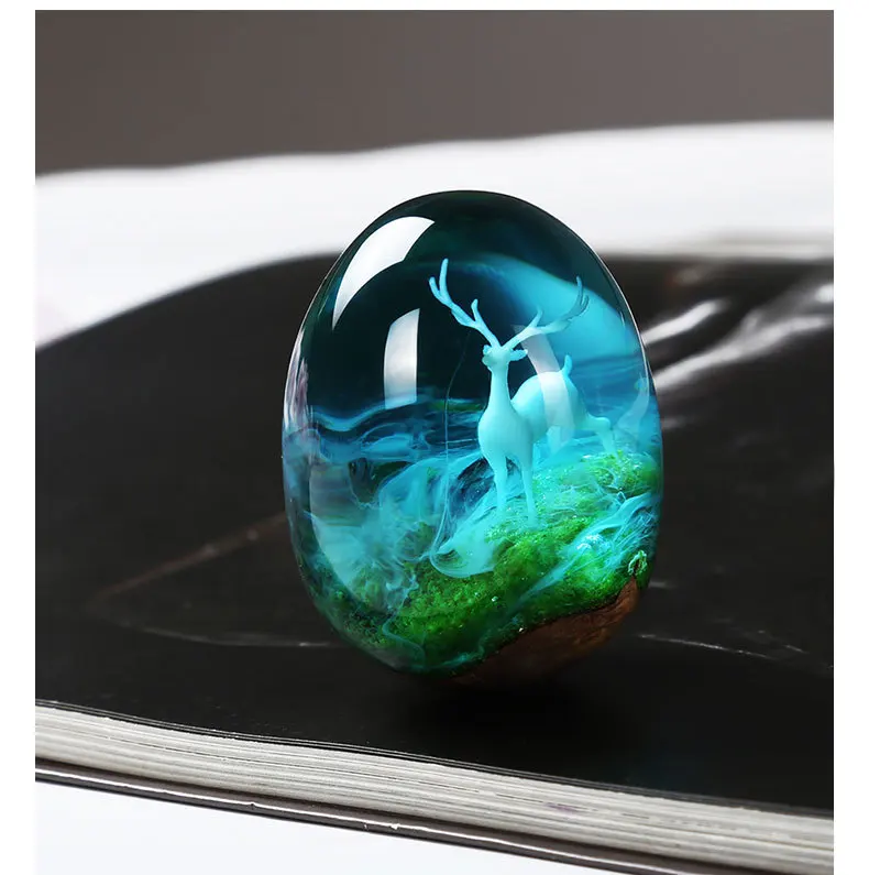 Accesorios de micropaisaje de bosque tridimensional 3D, pegamento epoxi de cristal, relleno artesanal, decoración, modelo de ciervo de hada alce, 3 uds.