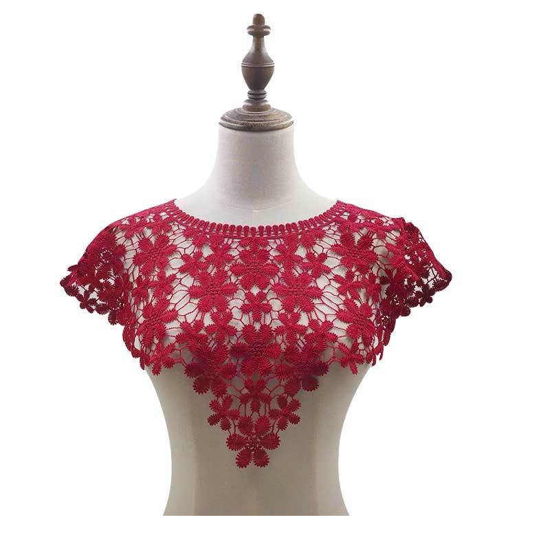 Solúvel em água gola de renda flor xale colete leite seda bordado corsage diy acessórios de renda colar falso