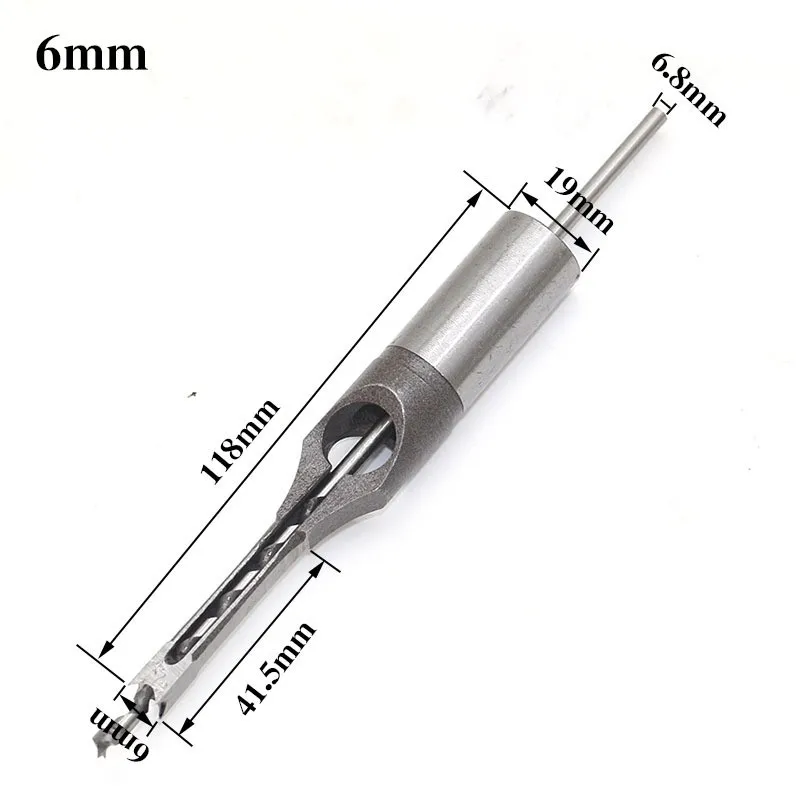 Khoan Sắt HSS Twist Khoan Gỗ Khoan Cụ Bộ Vuông Auger Mortising Đục Bộ Mũi Khoan Lỗ Vuông Mở Rộng Thấy 6.0mm ~ 16Mm
