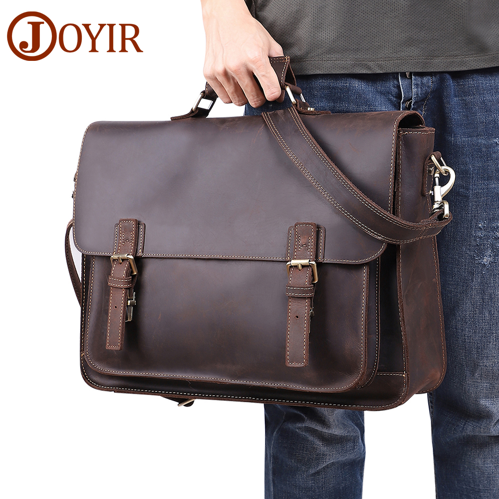 Echtes Leder herren Aktentasche Crazy Horse Echtes Leder Messenger Männlichen 17 zoll Laptop Tasche Männer Business Reisetasche