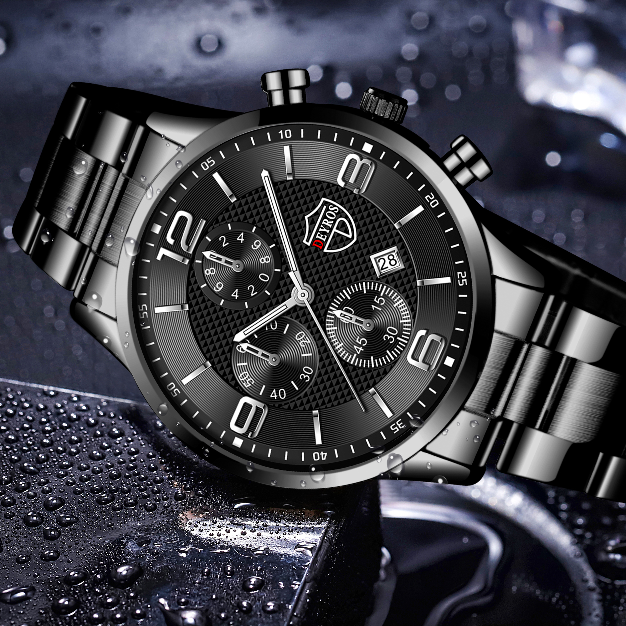 Reloj hombre ธุรกิจหรูหราผู้ชายนาฬิกาสแตนเลสสตีลนาฬิกาข้อมือควอตซ์ชายหนังปฏิทินนาฬิกาส่องสว่าง relogio masculino