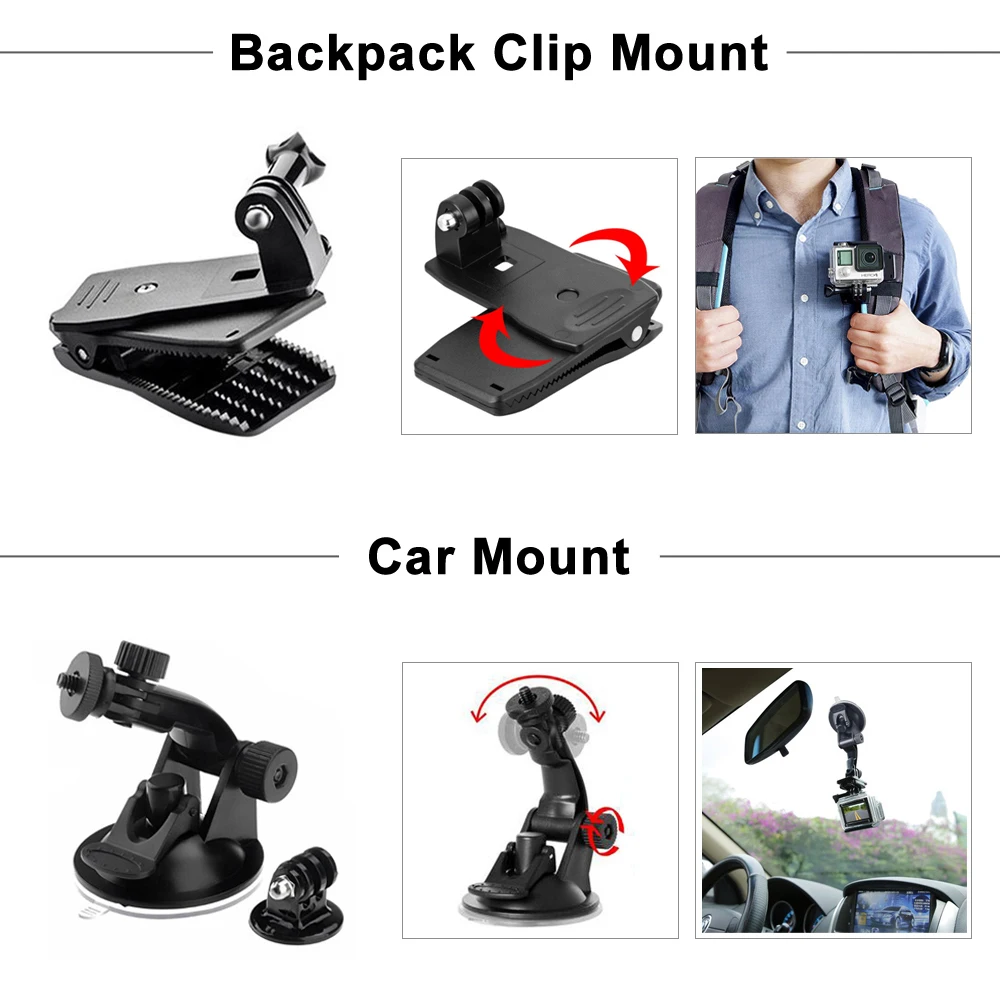 ORBMART Cho GoPro Bộ Phụ Kiện Cho Go Pro Hero 11 10 9 8 7 6 5 4 Đen Ốp Cho yi 4K Mijia Cho Sjcam Camera Hành Trình