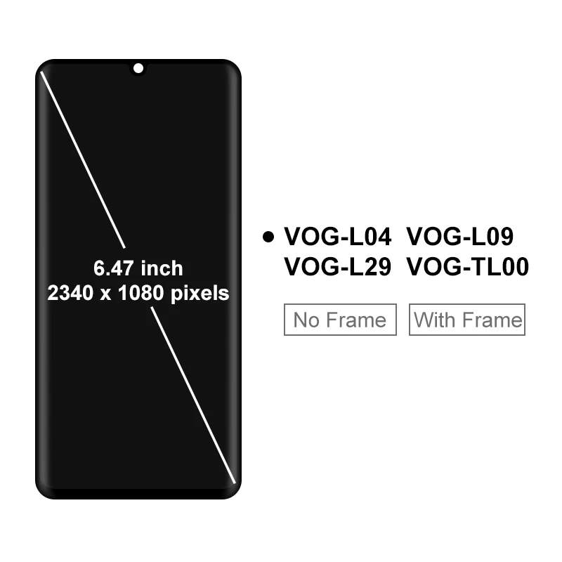 AMOLED สําหรับ HUAWEI P30 Pro จอแสดงผล VOG-L04 VOG-L09 VOG-L29 VOG-TL00 Touch Screen Digitizer อะไหล่ทดแทนสําหรับ P30 Pro LCD