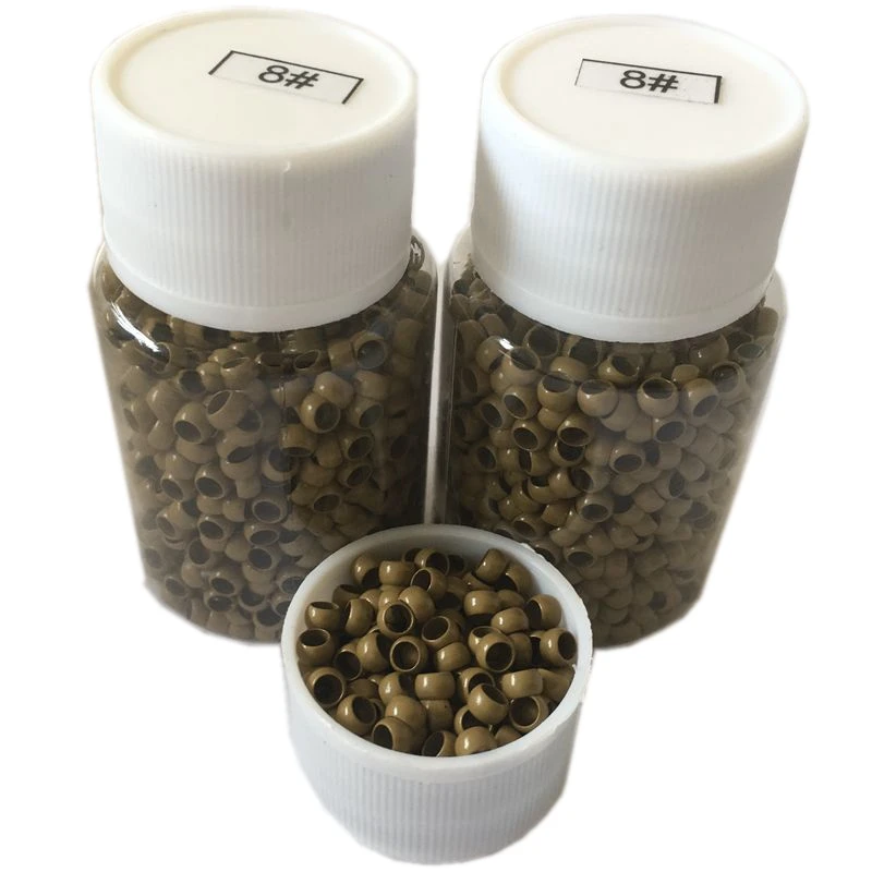 3000 unids/lote 4,0*2,7*2,5mm nano micro anillos negros micro cuentas de cobre para extensiones de cabello Nano Ring 7 colores en stock