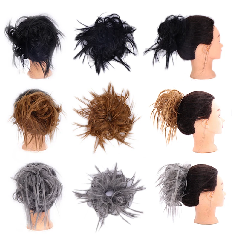 LUPU Tổng Hợp Chignon Lộn Xộn Scrunchies Thun Búi Tóc Thẳng Updo Bộ Tóc Giả Cao Nhiệt Độ Sợi Tự Nhiên Giả Tóc