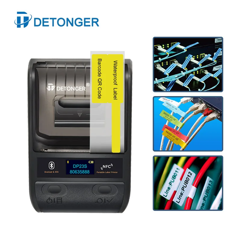 Detonger DP23S Mực Máy In Màu Nhiệt Nhãn Tự Dán Miếng Dán Chống Thấm Nước Chống Thấm Dầu Giao Tiếp Cáp Thẻ