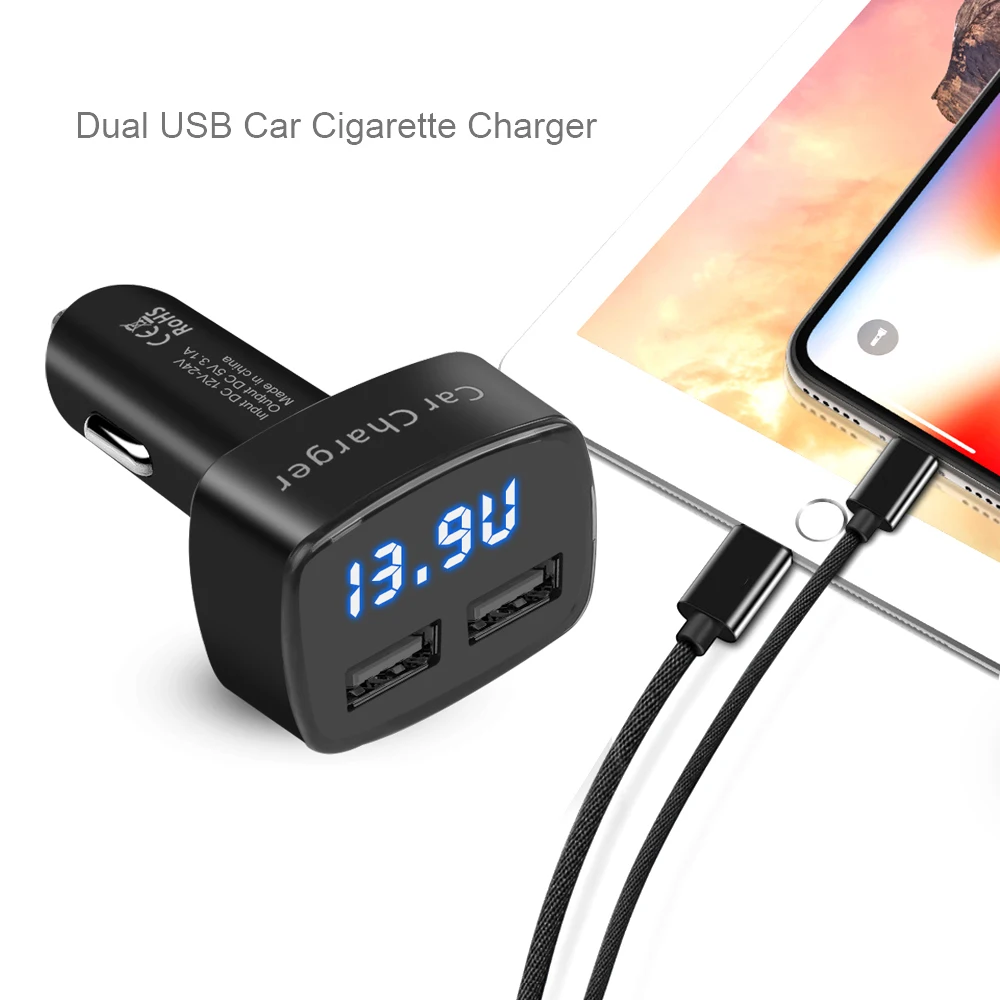 Ô Tô 4 Trong 1 Sạc Sạc Nhanh 3.1A Dual Usb Màn Hình Hiển Thị Lcd Với Nhiệt Độ/Điện Áp/Dòng Điện Máy Đo Kiểm Tra adapter Màn Hình Hiển Thị Kỹ Thuật Số
