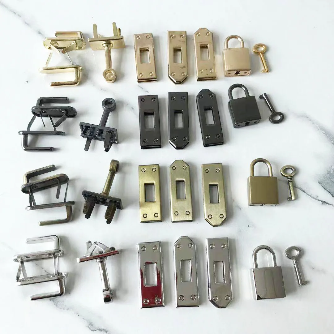1 Bộ (7 Chiếc) 45Mm 4 Màu Kim Loại Túi Khóa Phần Cứng Phụ Kiện Túi Xách Tay Nữ Nữ Xoay Khóa Móc Khóa Tự Làm Một Phần Da Thủ Công