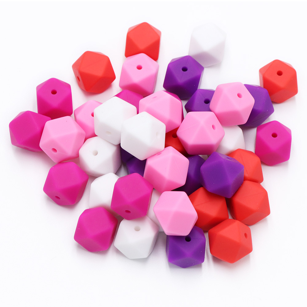 BOBO. Hộp 10 Chiếc 14Mm Bộ Lục Giác Viền Silicone Cho Bé Miếng Dán Thân Thiện Với Môi Trường Không Chứa BPA Bé Mọc Răng Núm Vú Giả Chuỗi Hạt Cho Bé Sản Phẩm