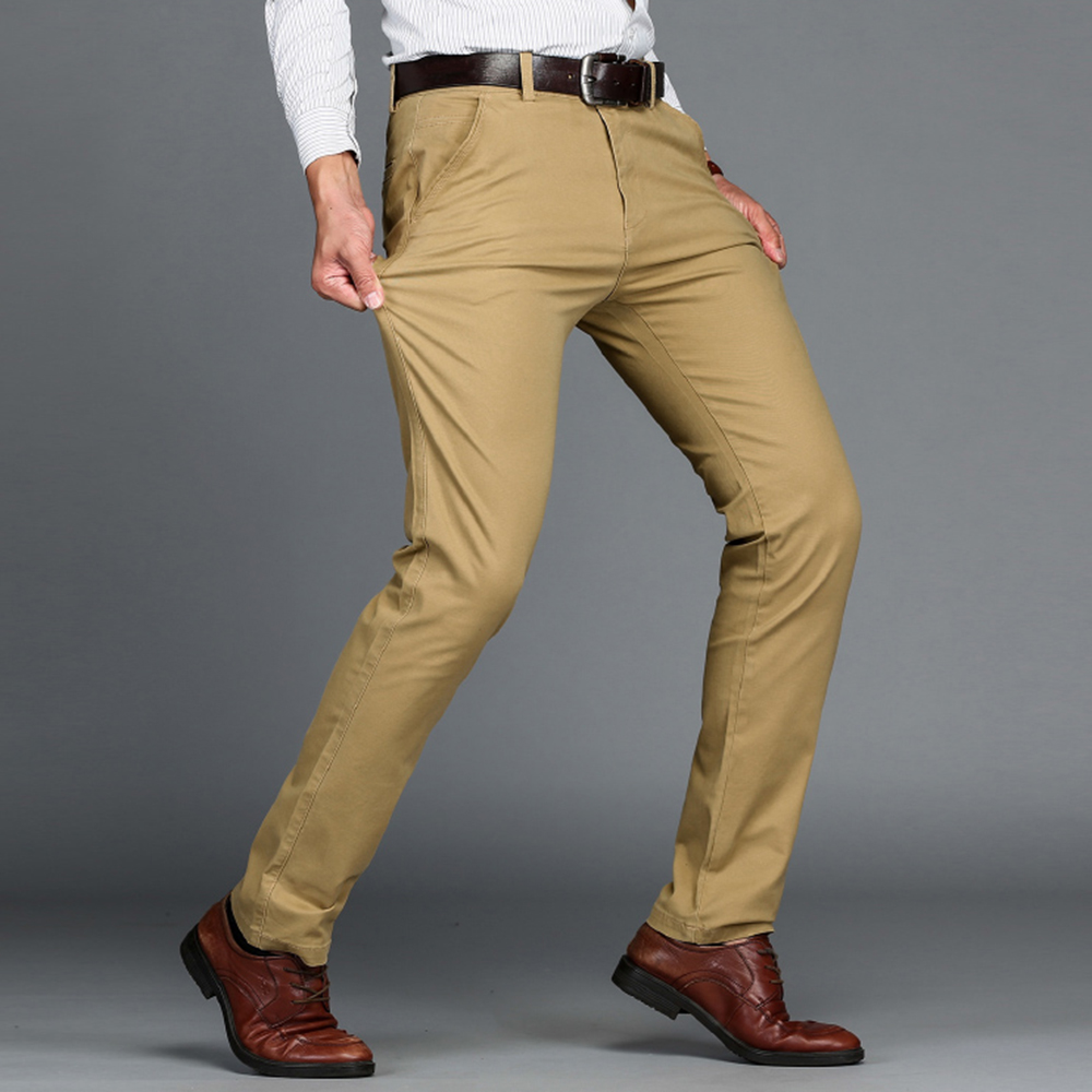 Pantalones para hombre, pantalones informales de algodón elásticos para hombre, pantalones largos rectos de alta calidad, traje de pantalón de talla grande de 4 colores 42 44 46