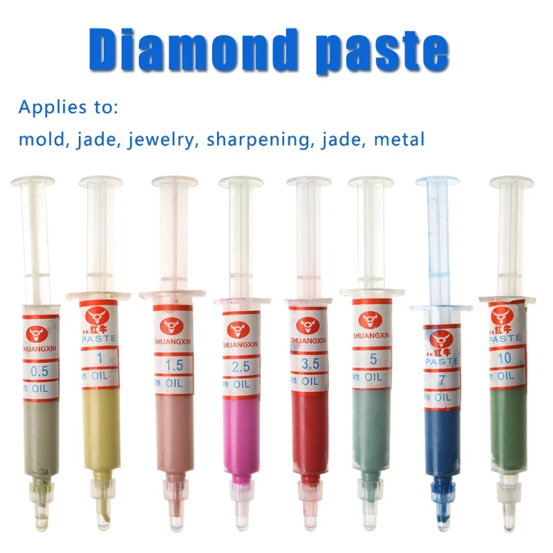 Oil Based 8Pcs Diamond Polishing Lapping Pastes Compound Syringes Set 0.5-10 Micron Tools Suitable for Use on Jewelry Gem_stone