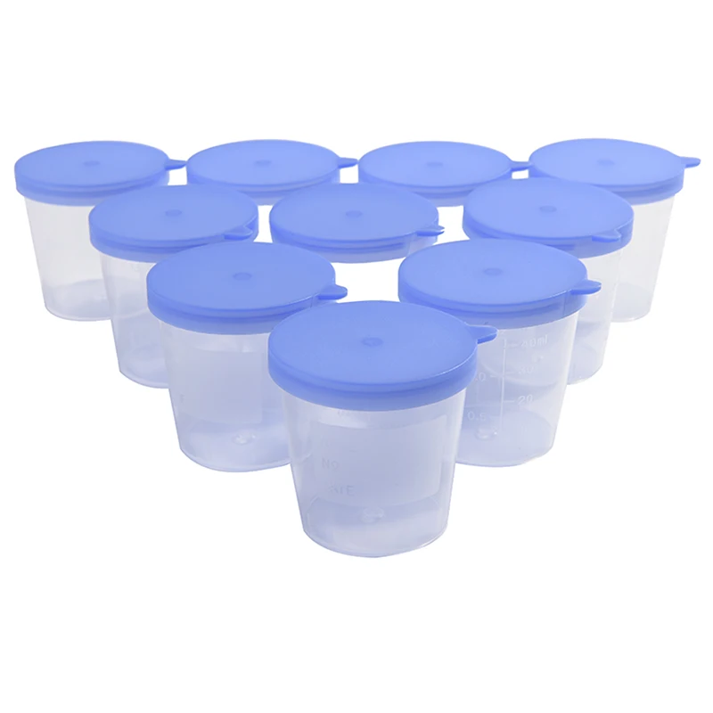 Cốc Nhựa 40 Ml Nước Tiểu Bình Chứa Mẫu Vật Cúp Mẫu Chai Nóng 10 Chiếc Tập Đúc Tốt Nghiệp Ml Và Oz PP eo Vô Trùng Xanh Bộ Đội