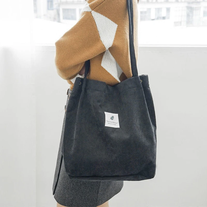 MARKROYAL Corduroy Tote กระเป๋าสําหรับหญิงสาวเด็กกระเป๋าสะพายกระเป๋าด้านในสําหรับทํางานและช้อปปิ้ง Dropshipping
