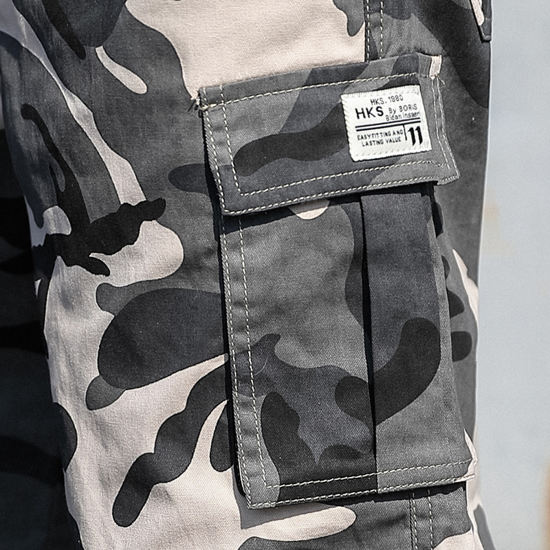 Pantalones cortos de camuflaje para hombre, ropa informal de algodón con bolsillo, Media Cordón de cintura, holgados, 7XL