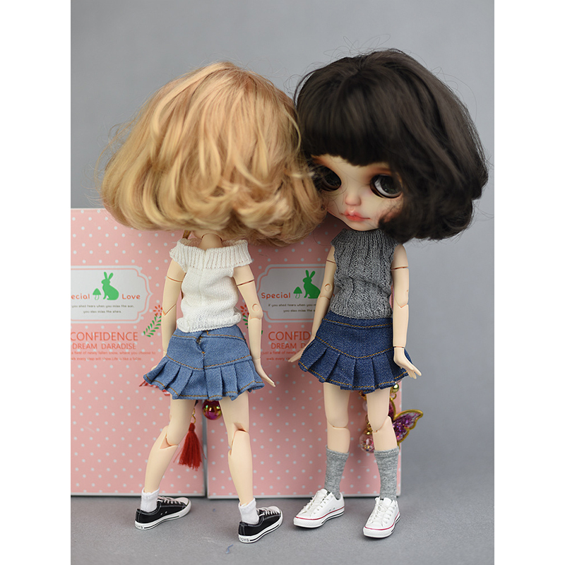 新デザインファッションブライス服衣装トップスセーターとジーンズスカートドレスブライスアゾンリカちゃん 1/6 人形に適しています