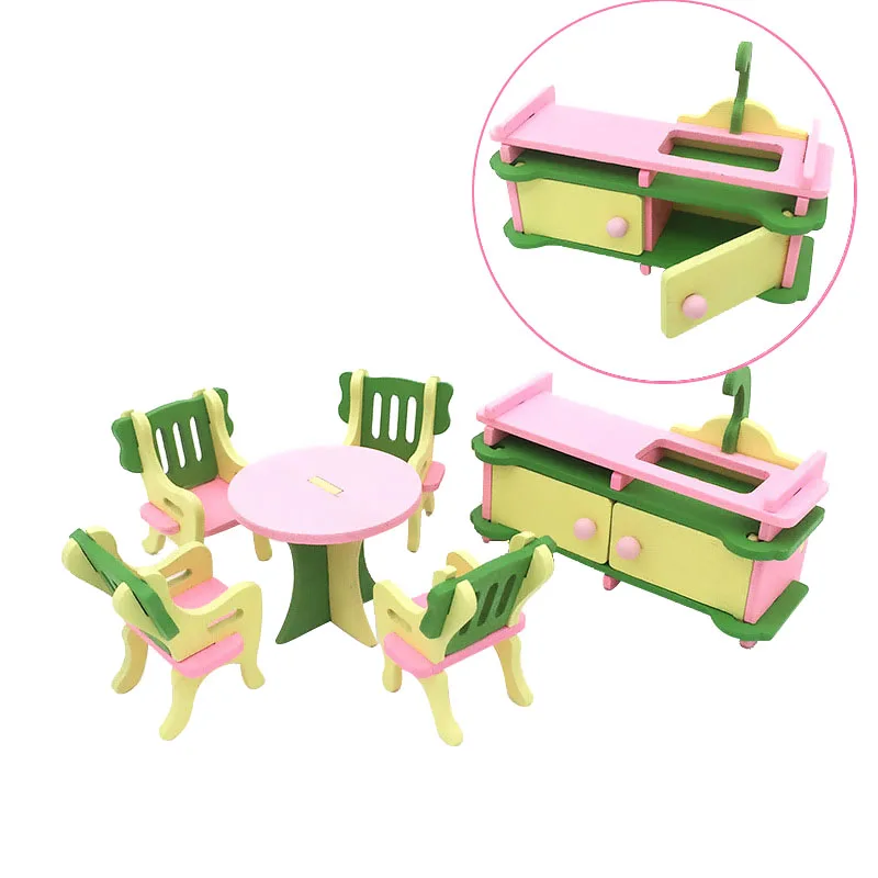 1:12 Nhà Búp Bê Thu Nhỏ Đồ Nội Thất Bằng Gỗ Sáng Tạo Phòng Tắm Phòng Ngủ Nhà Hàng Dành Cho Trẻ Em Hình Hành Động Nhà Búp Bê Trang Trí Búp Bê