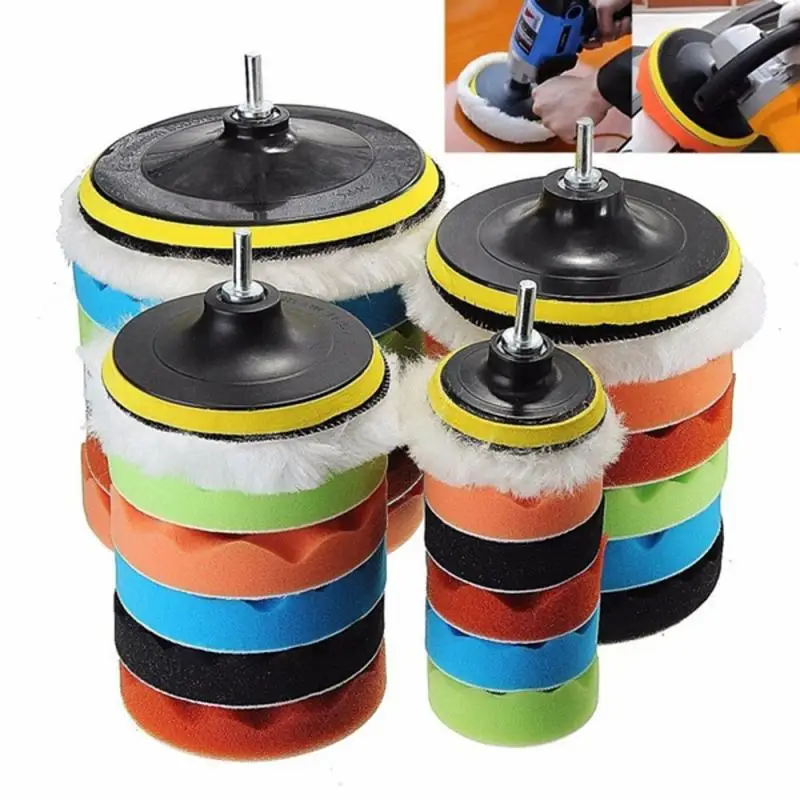 Juego de almohadillas de pulido para reparación de automóviles, 7 Uds., rosca de 4/5/6/7 pulgadas, Kit de almohadillas de pulido para pulidor de coche + adaptador de taladro, accesorios de herramientas eléctricas