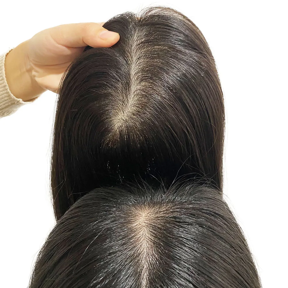 8X12cm Lụa Da Đế Topper Nữ Toupee Trung Quốc Trinh Nữ Tóc Bộ 4 Kẹp Trong Tự Nhiên Da Đầu Hàng Đầu Phủ giá Rẻ Chia Tay