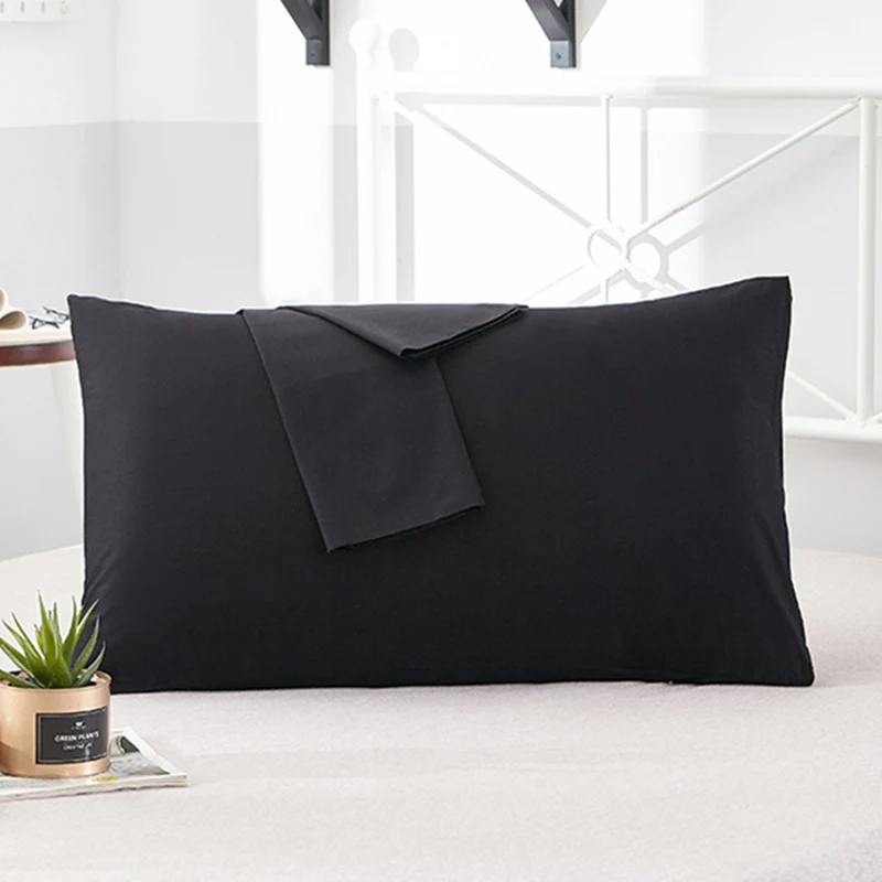 Funda de almohada de algodón, funda de almohada de Color sólido, ropa de cama, funda de almohada negra, funda de almohada personalizada, 40x60, 40x70, 50x70