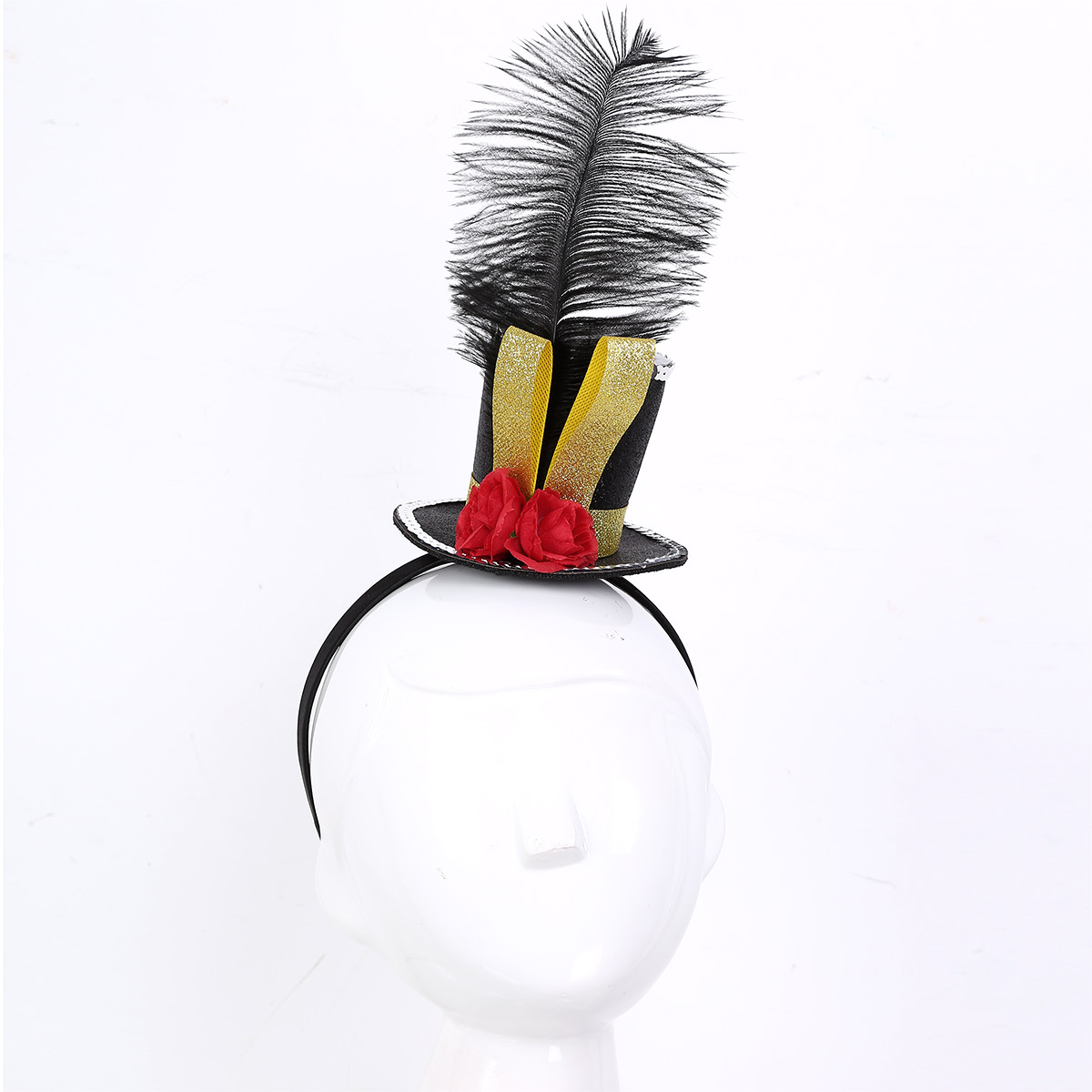 Fantasia de circo para garotas, chapéu mini-top steampunk com penas de rosa para o dia das bruxas, carnaval e festa