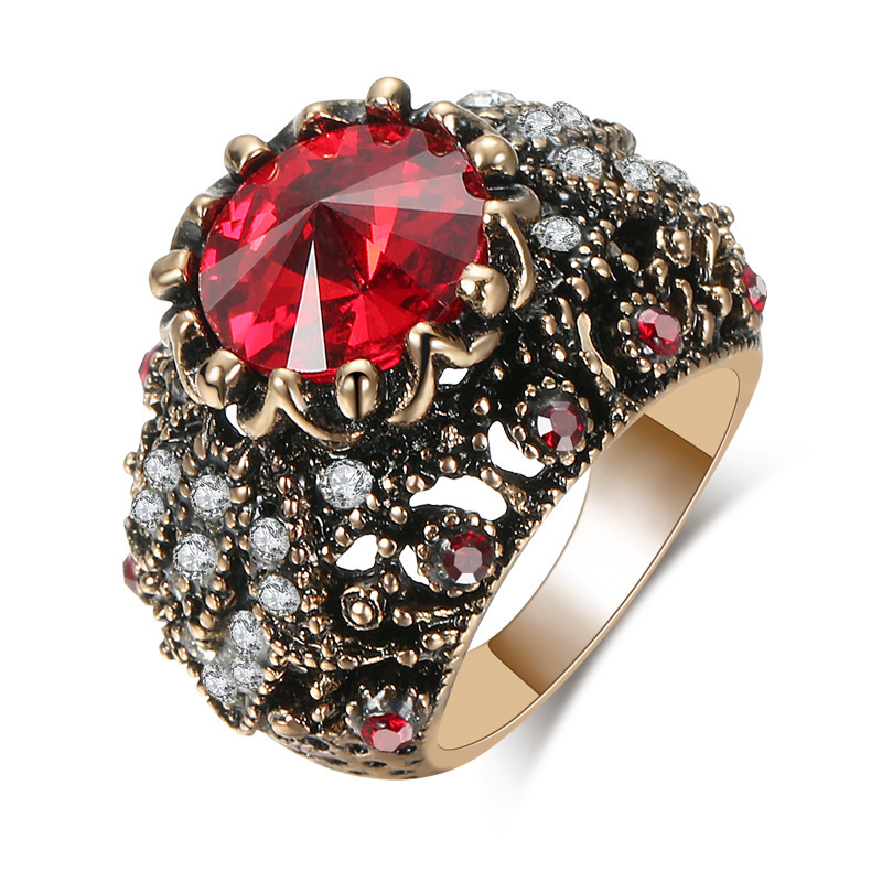 Bohemian Retro Wanita Berlian Imitasi Cincin Kristal Cincin Pernikahan Pengantin Perhiasan Bohemian 2021 Perhiasan Baru Cincin Pesta Koktail