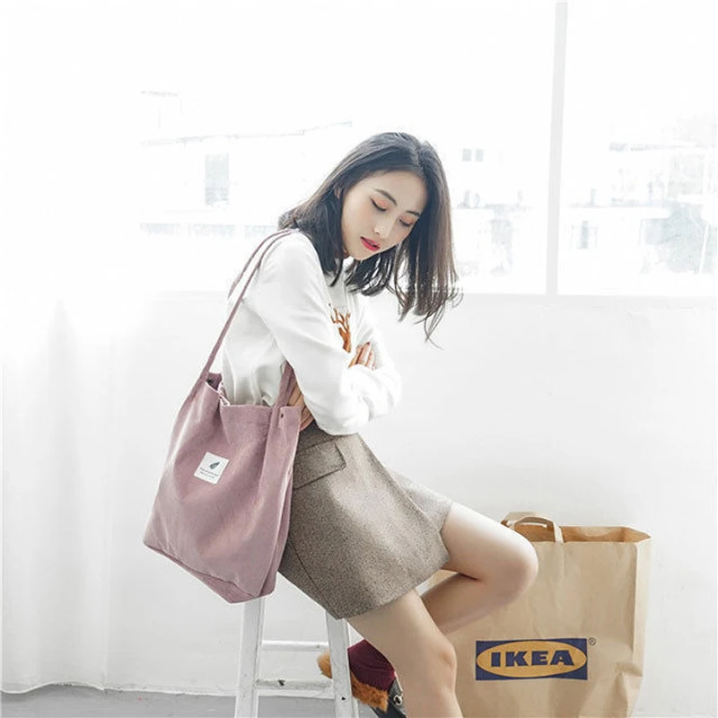 MARKROYAL Corduroy Tote กระเป๋าสําหรับหญิงสาวเด็กกระเป๋าสะพายกระเป๋าด้านในสําหรับทํางานและช้อปปิ้ง Dropshipping