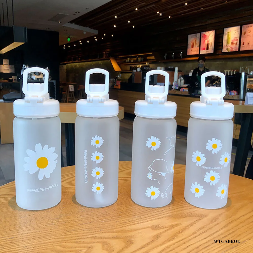 Botol air transparan 506ml, botol air saya mode buram dengan sedotan bebas Bpa, botol air transparan dapat digunakan kembali untuk Olahraga
