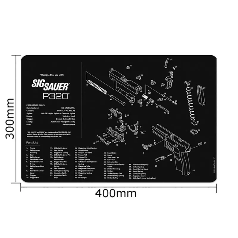 AR15 AK47 Glock colt1911 SIG SAUER P320 M92 소총 권총 총 스미스 수리 빌드 도구 키트 벤치 패드 용 새 총 청소 매트