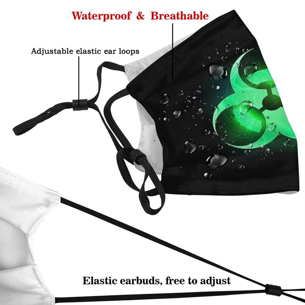 Xanh Biohazard Biểu Tượng Hình In Ngộ Nghĩnh Có Thể Tái Sử Dụng Pm2.590 Lọc Khẩu Trang Biohazard Xanh Biểu Tượng Trên Đen Phát Sáng Nền