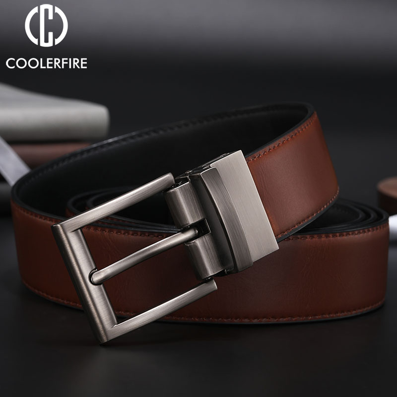 Cinturón Reversible informal de alta calidad para hombre, cinturón de cuero genuino, correa para hombre, pantalones vaqueros de lujo, cinturón de vestir para hombre